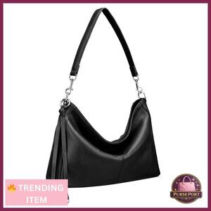 Genuine Leather Hobo Bag Anti-Theft Lightweight Crossbody Shoulder Purse